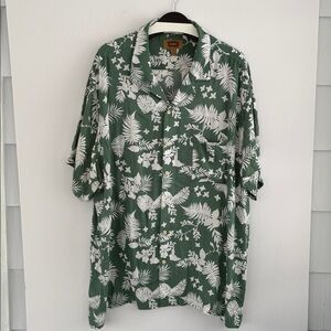 The Foundry Supply Co. Men's Green Tropical Leaf Print Shirt 2XL Viscose